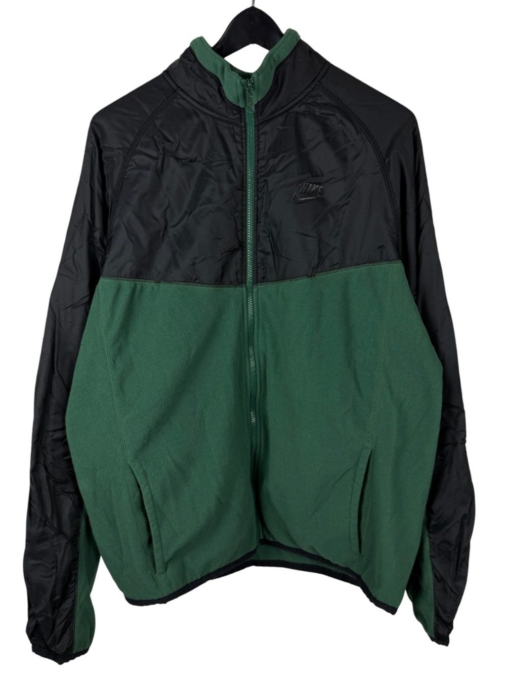 Vintage 2000s Nike Micro Swoosh Full Zip Fleece Green Jacket Size XL